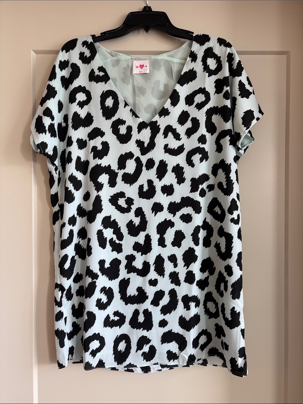 Buddy Love Mint and Black Leopard V-Neck Dress, S